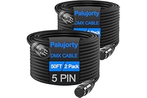 PALUJORTY 5 Pin DMX Cable 50FT 2 Pack with 3 Conductors for Stage Lighting & Controller