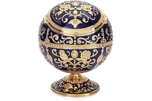 K COOL Windproof Ashtray with Lid Metal Portable Cigarettes Ashtrays for Outdoors Indoors Hand Stamped Pattern Smoking Ashtray Fancy Gift for Men Women(Navy Blue)