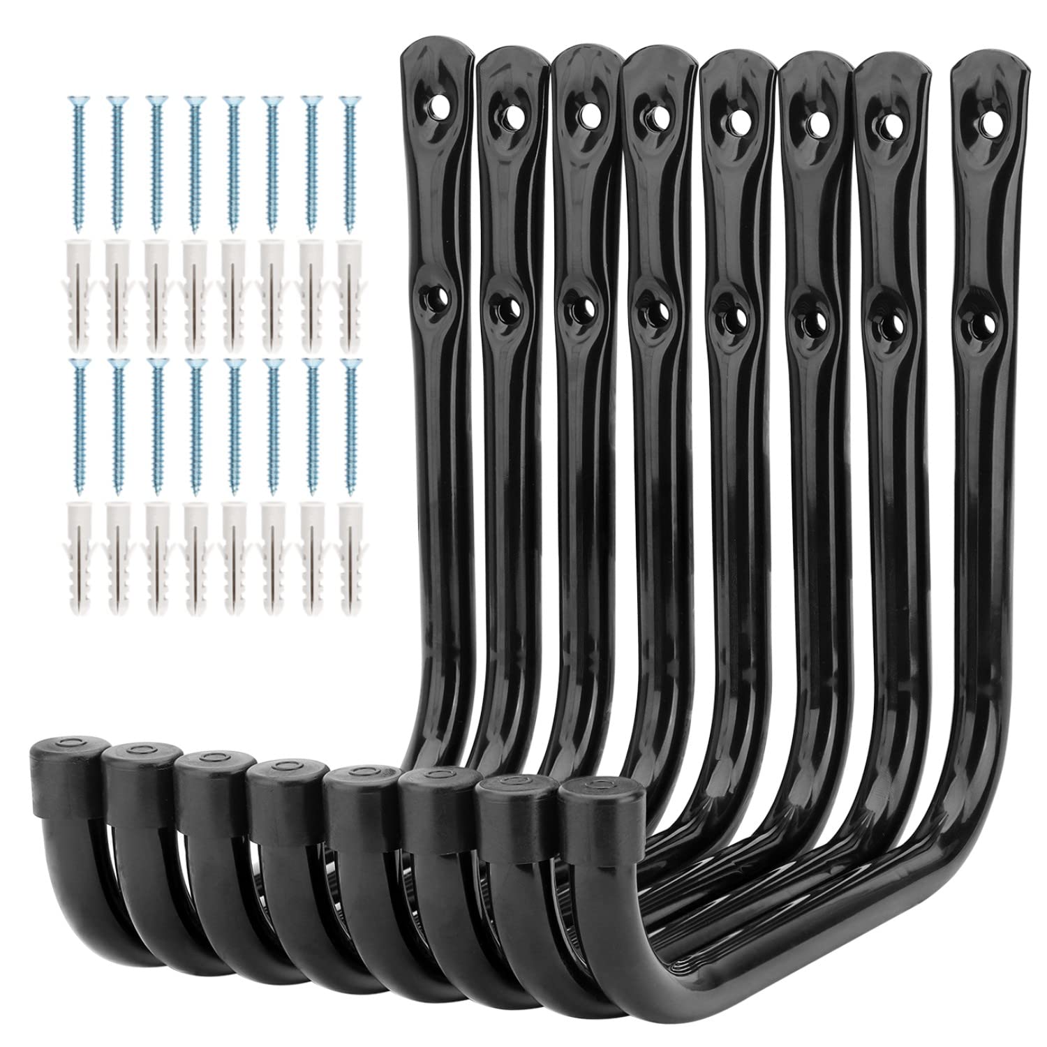 pipabiba 8 Pack Garage Storage Ladder Hooks 17cm Heavy Duty Wall Mounted Utility Hanging Hanger for Bike, Ladder, Folding Chairs and Bulky Items (17cm x 17cm)