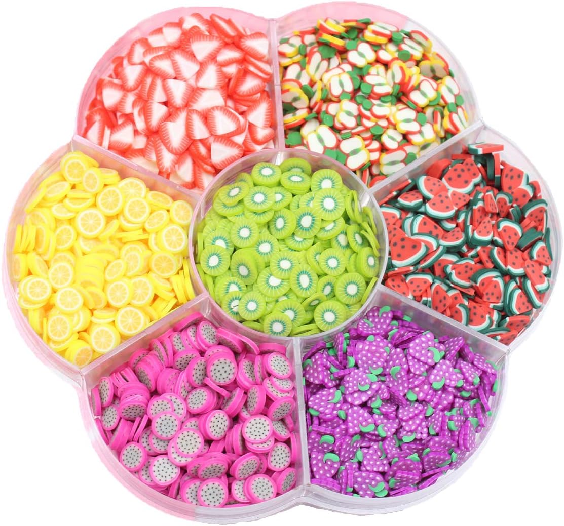Cher9 Assorted Fruit Slices 90g Fimo Wheel - Slime Supplies/Slime Acessories/Slime Add ins/Polymer Clay/Nail Art Kit Maker for Kids