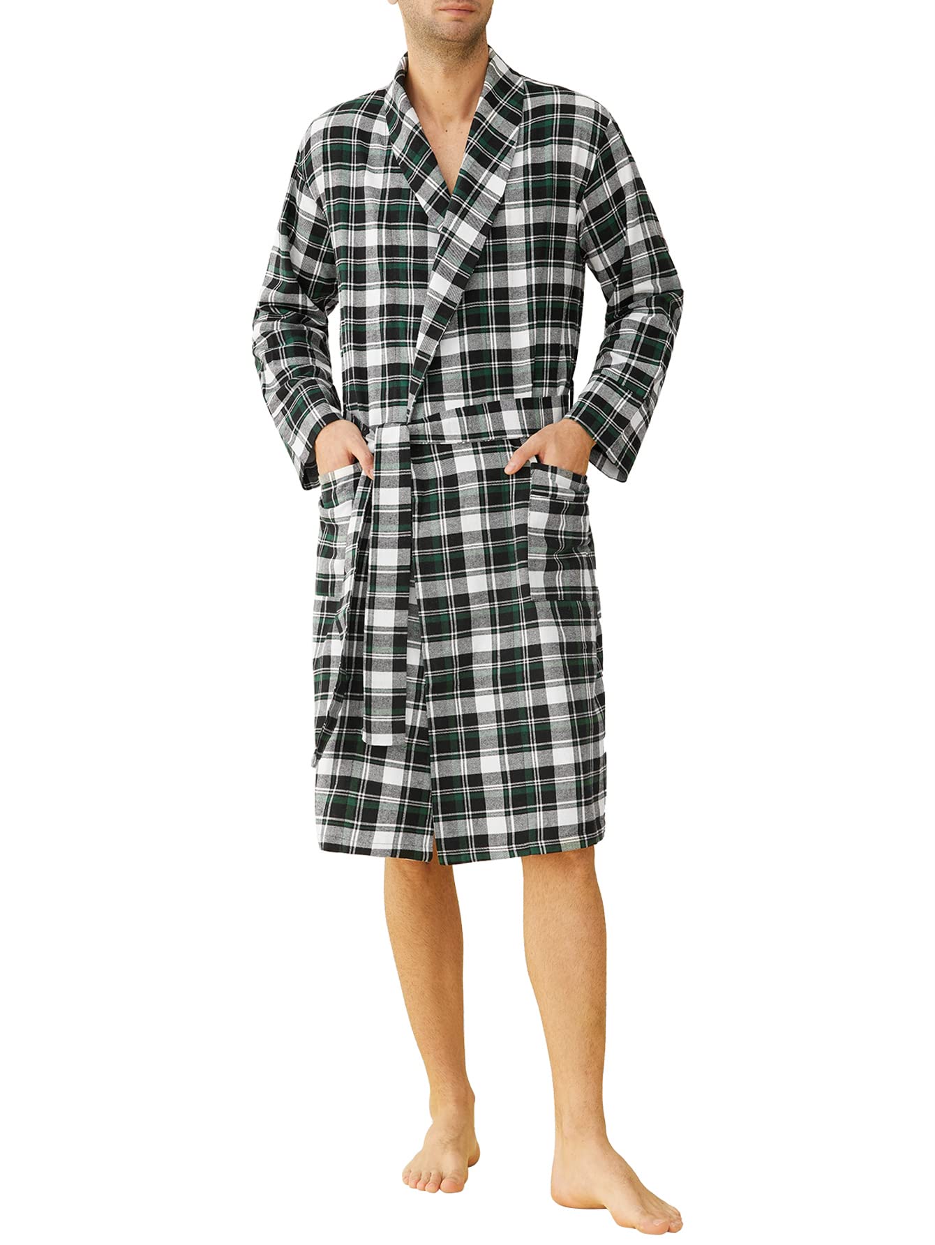 Latuza Men's Cotton Flannel Robe XXL Black Green