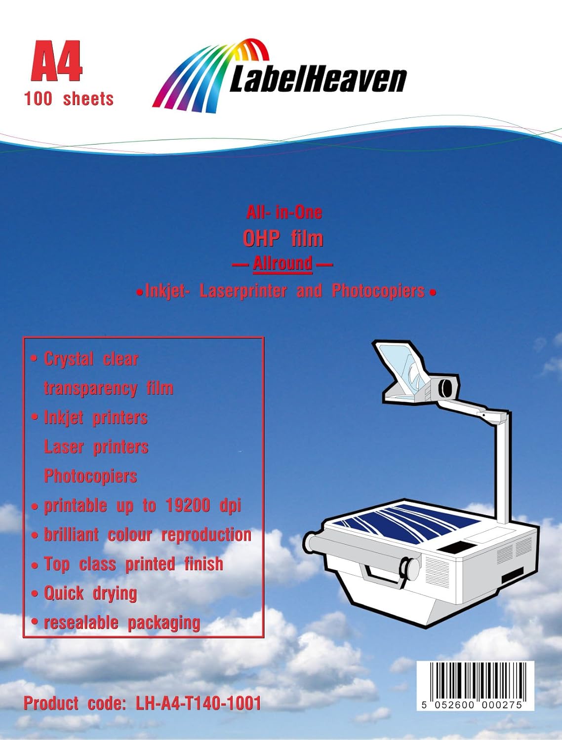 100 sheets OHP film compatible with Inkjet and Laser Printers