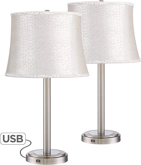 Touch Control Usb Table Lamp Colorunion Bedside Lamp Steplessly Dimming Nightstand Lamp With Round Fabric Lampshade