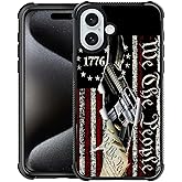DJSOK Compatible with iPhone 16 Case,Design Pattern Back Bumper Anti Scratch Reinforced Corners Soft TPU Caver,Cases for Men Women-Classic American Flag 1776 We The People