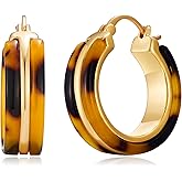 GREICHFAN 18K Gold Plated Chunky Hoop Earrings for Women Leopard Print Hoops Large Acrylic Hoop Earrings Trendy Jewelry