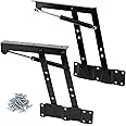 ZOENHOU 1 Pair 150N Folding Gas Hydraulic Lift Up Table Mechanism, Lift Up Top Hinge, Modern Coffee Table Lifting Frame Mechanism Hinge with Springs for Furniture Hardware Accessories with 30 Screws