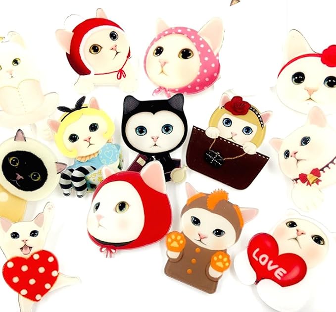 Amazon Co Jp Rrsou ピンバッジ ブローチ かわいい 猫 雑貨 まとめ売り セット ねこ13個 服 ファッション小物