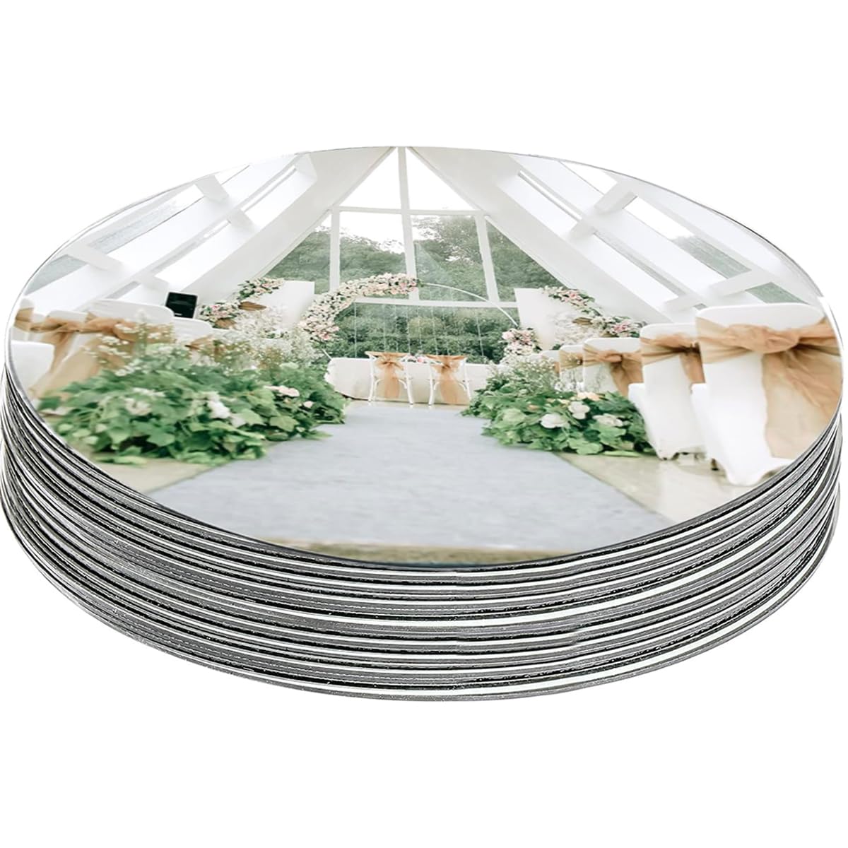 Photo 1 of 12 Pack Acrylic Round Mirrors, 10inch Round Mirrors for Centerpieces Circle Mirror Centerpieces for Table Non Glass Centerpiece Table Decorations for Wedding Home Bedroon Wall Decor,(Thickness 2mm)