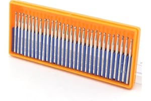 JINGLING Diamond Grinding Bits 2.5mm Spherical Head Bur w Shank 2.35mm Pack of 30Pcs