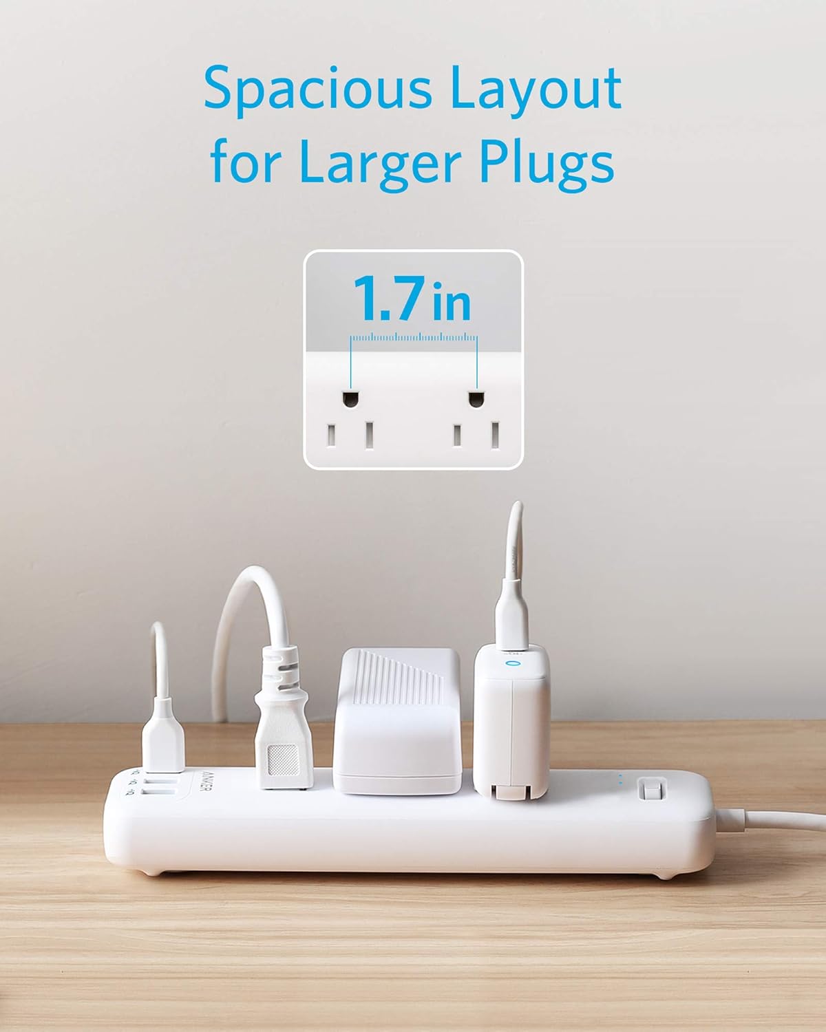 Anker Power Strip with USB, 3-Outlet & 3 PowerIQ USB Power Strip, PowerPort Strip 3 with 5 Foot Long Extension Cord, Flat Plug, Safety Shutter, for Home, Office: Electronics