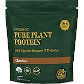 Global Healing Organic Plant Chocolate Protein Powder for Men and Women 20g - Dairy Free Protein Powder with Digestive Enzymes & Probiotics to Support Gut Health (1.6 Lbs)