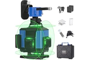 OMMO Laser Level, 16 Lines Green Electronic Self Leveling Tool, 150ft Green Beam Laser Level, Two 360° Vertical and Two 360° Horizontal Line Laser with Mounting Brackets/Bases