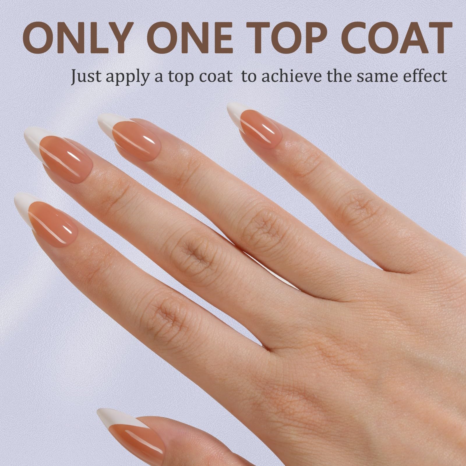 Misssix French Gel Nail Tips, 150Pcs French Tip Press on Nails Medium Almond Brown, No Need to File 3 in 1 Tips Pre-lasting, Fake Nails for Nail Art DIY 15 Sizes - Image 2