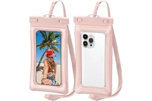MOLOSLEEVE [Floatable] Waterproof Phone Pouch Floating Waterproof Phone Case Dry Bags for iPhone 16 Pro Max/for iPhone 15 Pro, IPX8 Cellphone Kayak Accessories, Beach Essentials, 1 Pack -Pink-8.3″