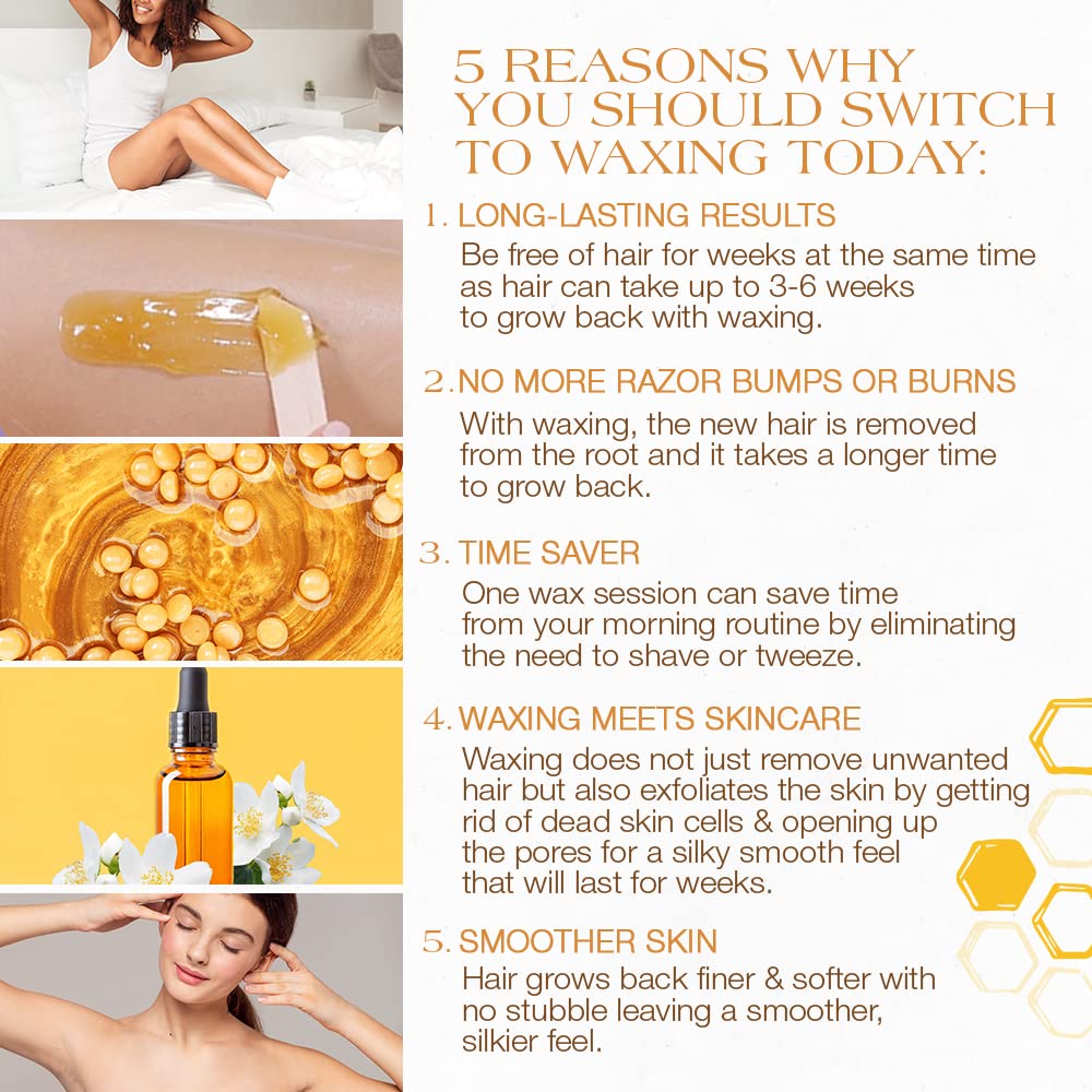 GiGi Hard Wax Beads, Golden Honee All Purpose Hair Removal Wax, no strip needed, 14 oz