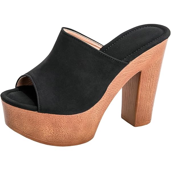 Amazon.com | YDN Women Sexy Mules Round Peep Toe Slippers Platform