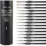 Golden Maple Miniature Paint Brushes, 15PC Model Brushes Micro Detail Paint Brush Set, Fine Detailing for Acrylics, Oils, Wat