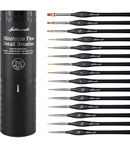 Cepillo De Detalle Pincel En Miniatura, 9 Piezas Pincel De Pintura, Los Pinceles En Miniatura De Mantendrán Un Punto Fino Y Una Primavera, Para Acuarela Pintar Al/Óleo/Acrílica (Rojo