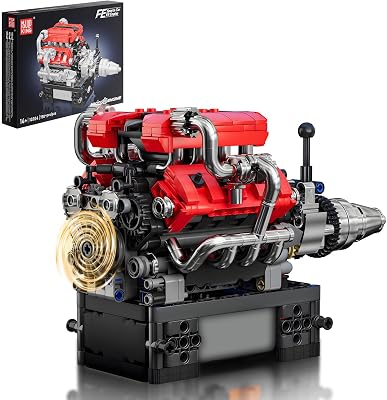 10204 Technik V8 Motor Bausatz Bausteine Klemmbausteine Motor FE Sportwagen Auto Engine Kit Benzinmotor Modell für Auto Fans(750 Teile)