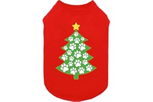 Fitwarm Christmas Tree Dog Shirt, Christmas Clothes for Small Dogs Boy Girl, Holiday Pet Outfit, Red, White, Green, Yellow, Medium