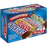 SNICKERS, TWIX, 3 MUSKETEERS & MILKY WAY Full Size Bars Variety Mix, 18-Count Box