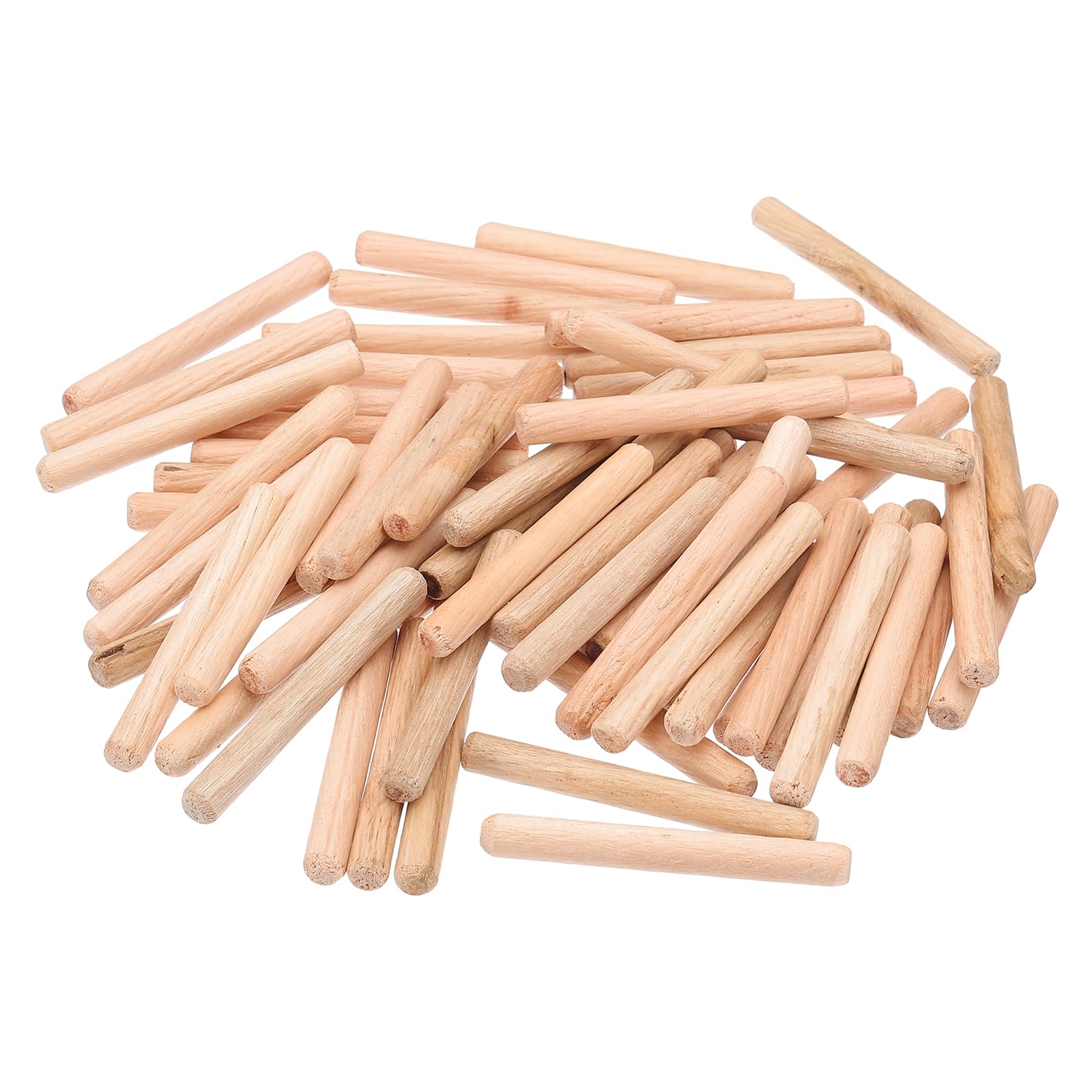 PATIKIL 1/4 Wooden Dowel Pins, 212 Pcs M6x50mm Wood Dowel Pins Hardwood Pegs Fluted Groove Easy Insertion for Crafts Furniture Door Art