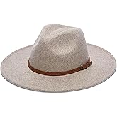 Wide Brim Fedora Hat for Women, Faux Wool Felt, Animal Print Band, Classic Western Style