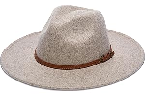 YOUBADU Wide Brim Fedora Hat for Women, Faux Wool Felt, Animal Print Band, Classic Western Style