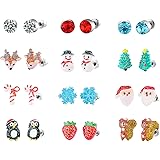 Bevan 9/12/30/50 Pairs Hypoallergenic Stainless Steel Mix Color Girls Stud Earrings Sets Unicorn Mermaid Dolphin Tassel Rainb