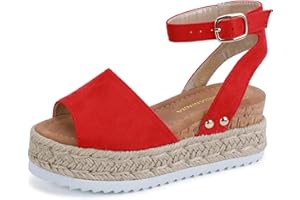 PANDANINJIA Girls Sandals Flatform Wedge Open Toe Summer Shoes Little Big Kid Flower Girl Heels Dress Shoes