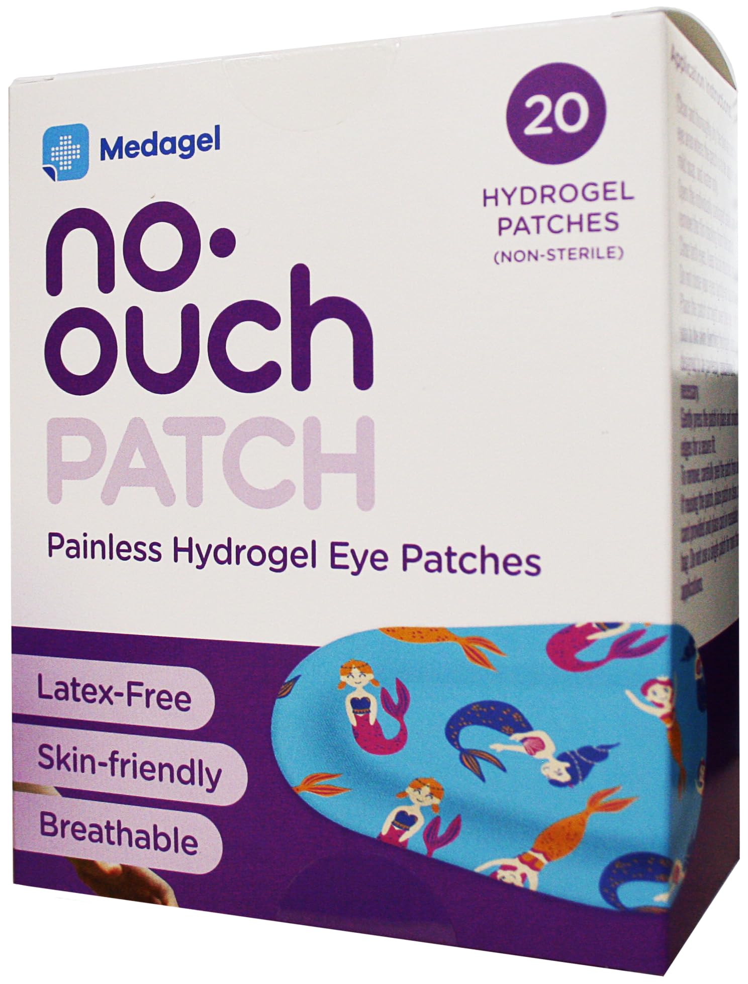 Photo 1 of Medagel No-Ouch Eye Patches for Kids, Medical Grade Hydrogel Eye Patch for Amblyopia & Lazy Eye, Skin-Friendly & Breathable, Easy to Apply & Wear, Fun Mermaid Design, 20 Reusable Eye Patches