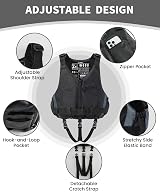 Owntop Buoyancy Aids Adults Adjustable Unisex Swim Vest with Pockets Black view 3