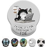 LIMKRIAN Funny Ergonomic Mouse Pad with Wrist Rest, Cat Desk Decor Gifts | Comfort Wrist Support, Cooling Gel Eases Wrist Pain, Non-Slip PU Base, Gaming Computer Cute Office Desk Accessories Supplies