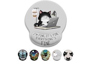 LIMKRIAN Cat Ergonomic Mouse Pad with Wrist Rest, Gaming Mouse Pad with Wrist Support, Funny Mouse Pads for Desk, Computer Mousepad with Non-Slip Pain Relief PU Base, Cute Office Desk Accessories