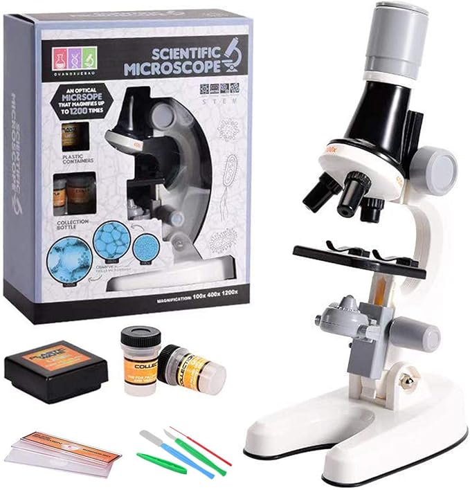 Kids Microscope Kit 100X 400X 1200X Monocular Microscopes With Metal