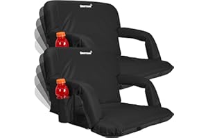 Driftsun 2 Pack Extra Wide Stadium Seats with Back Support - Deluxe Foldable Stadium Chairs for Bleachers - Folding Waterproof Sport Chair - Easy to Transport