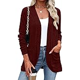 Halife Women's Fashion Cardigan Sweaters Lightweight Open Front Long Sleeve Casual Thin Cardigans with Pockets
