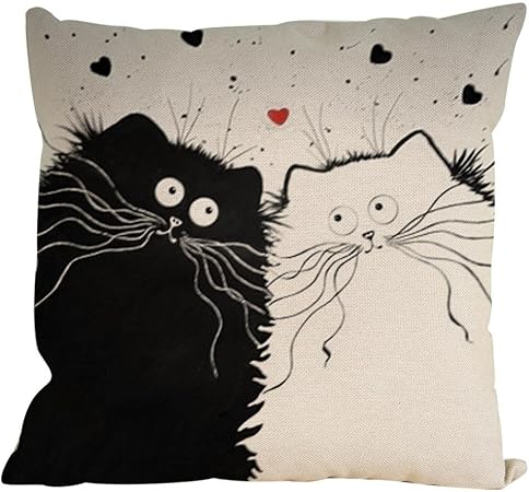 Amoyb 45 45cm Dessin Animé Chat Noir Et Blanc Canapé Lin