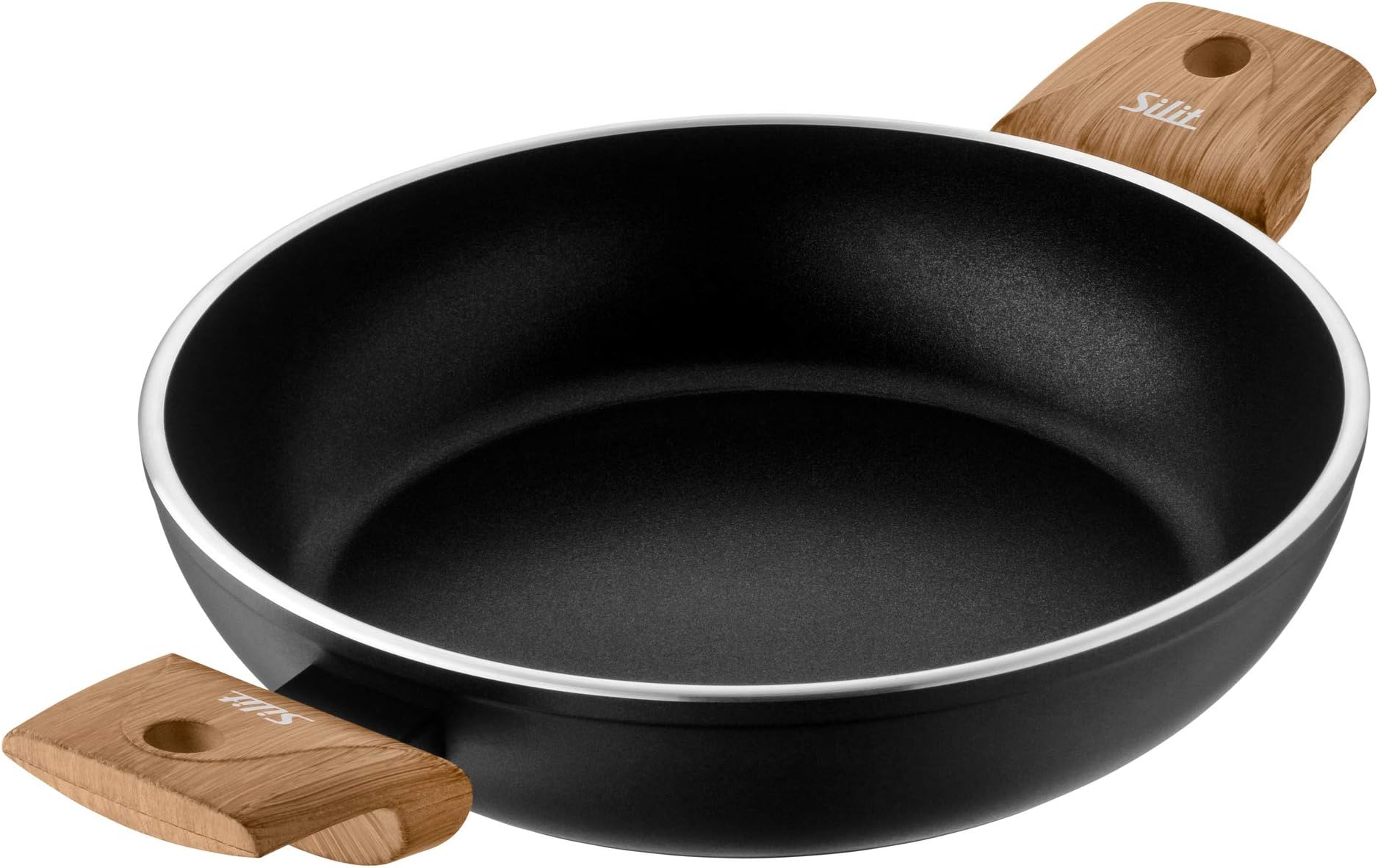 Silit Faggo Serving Pan Diameter 28 cm Aluminium Coated Plastic Handle Induction PTFE/PFOA Free Black, Clear