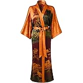 Ledamon Women's 100% Silk Kimono Long Robe - Classic Colors and Prints