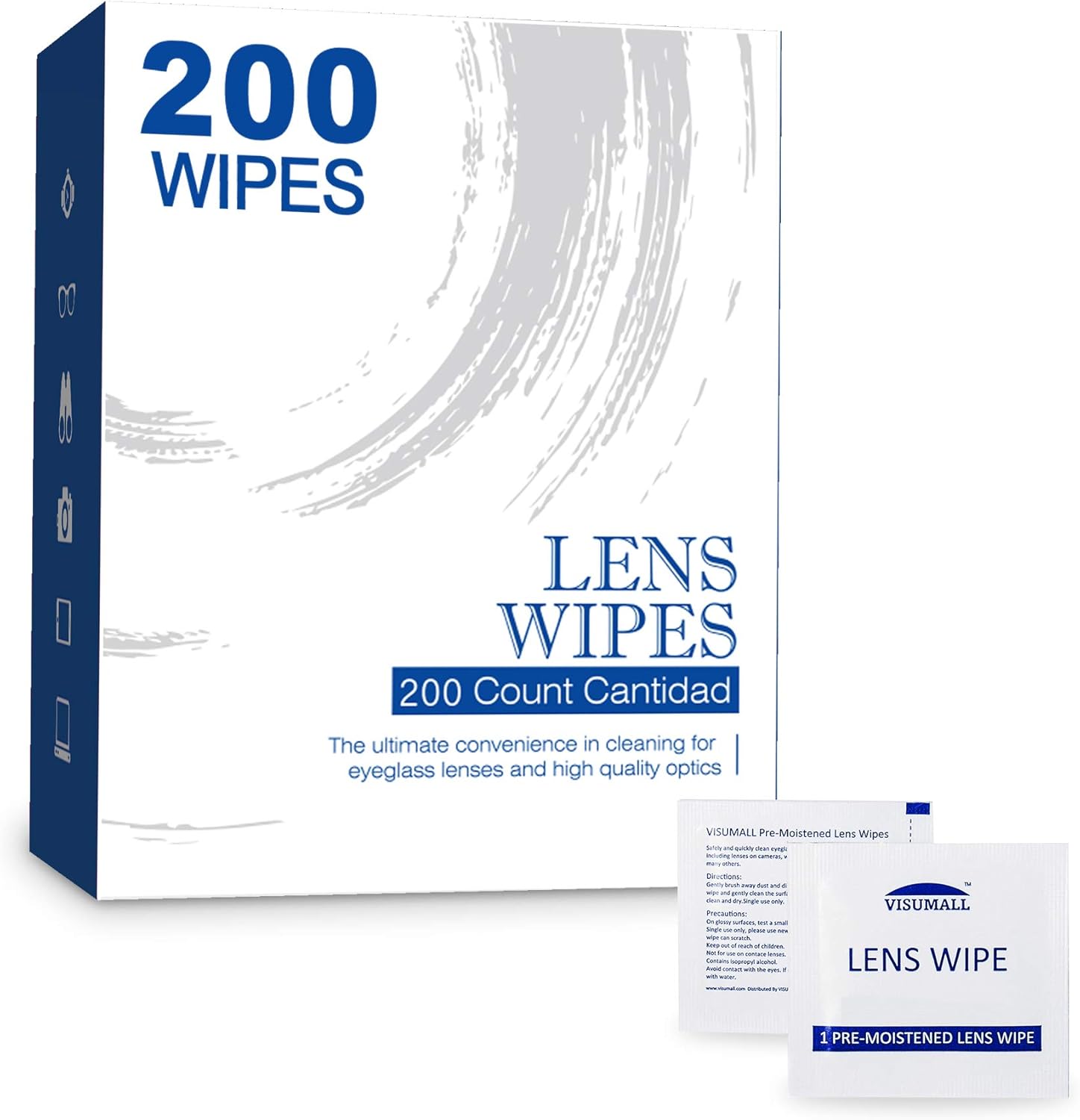 Eyeglass Cleaner Lens Cleaning Wipes-200 Individual Wrapped Pre-Moistened Glasses Cleaning Wipes | Suitable for Glasses, Sunglasse, Phone, Camera Lense, Computer Screen | Quick-Dry, Streak-Free: Health & Personal Care