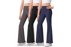 HASMES 3 Pack Girls Flare Leggings Kids Bell Bottom High Waisted Dance Yoga Pants Activewear