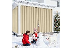 HDCAXKJ Waterproof Outdoor Curtains for Patio with Zipper Top & Bottom Grommet Thermal Privacy Drapes 2 Panels Gazebo Outside Blackout Curtains for Porch Pergola Backyard, 54" W x 84" L, Cream