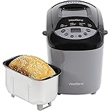 West Bend Hi-Rise Bread Maker Programmable Horizontal Dual Blade with 12 Programs Including Gluten Free, 3-Pound, Gray