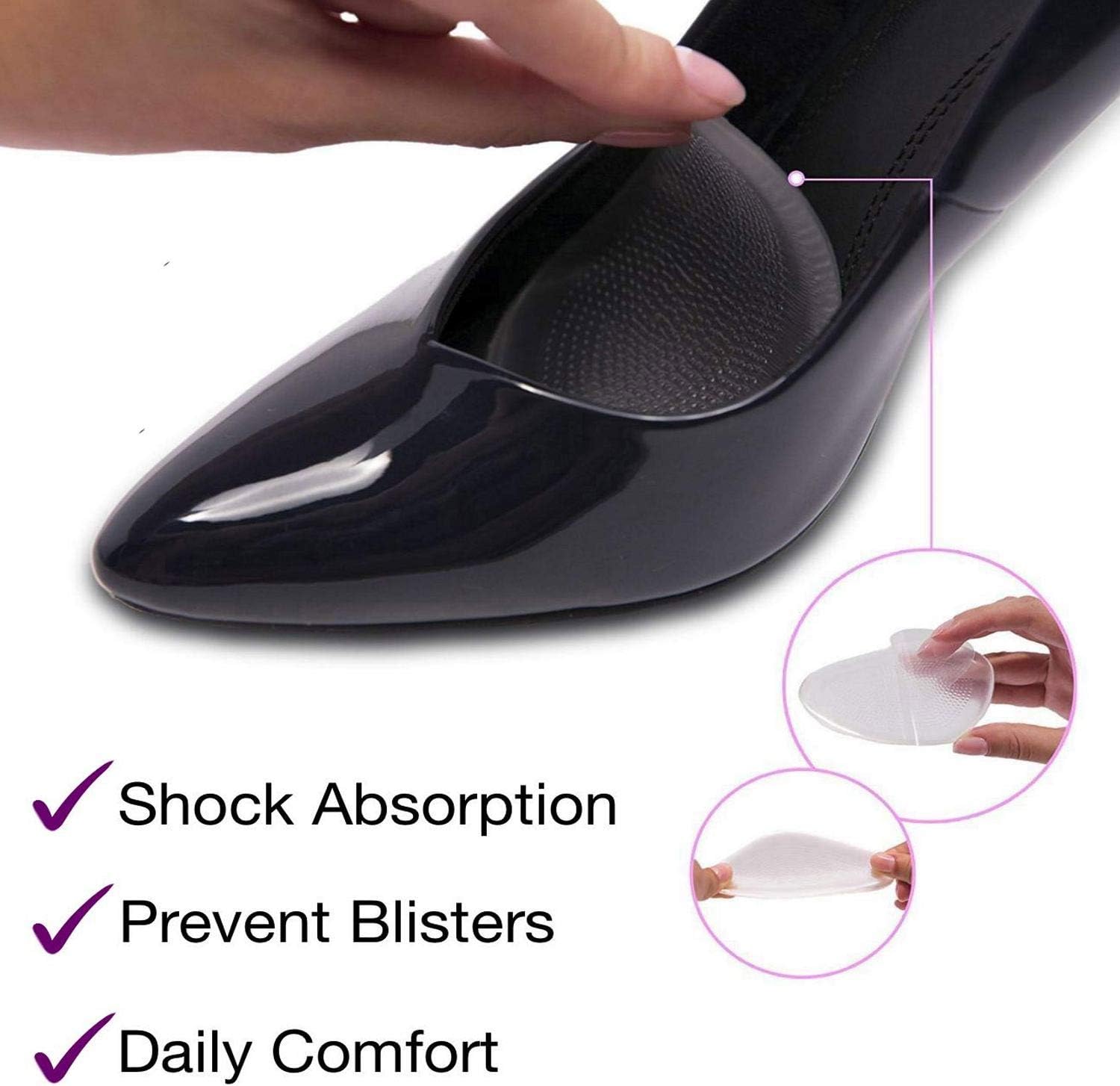 Runee Ball of Foot Cushions - 3 Pairs (6pcs) Premium Extra Soft Metatarsal Pads for Pain & Pressure Relief for Any Shoes: Health & Personal Care