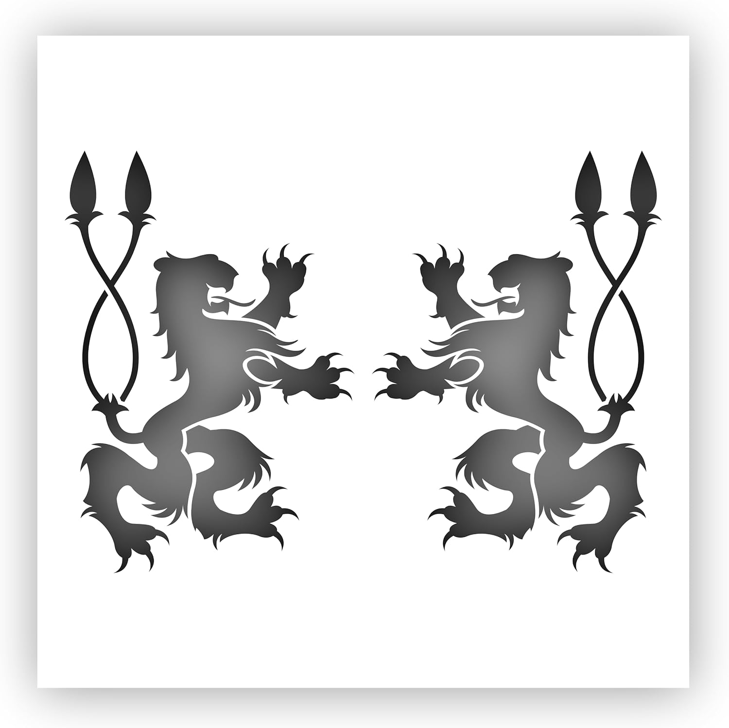 Mixed Media - Lions Doubletail Heraldry Stencil - Choose a Size (6