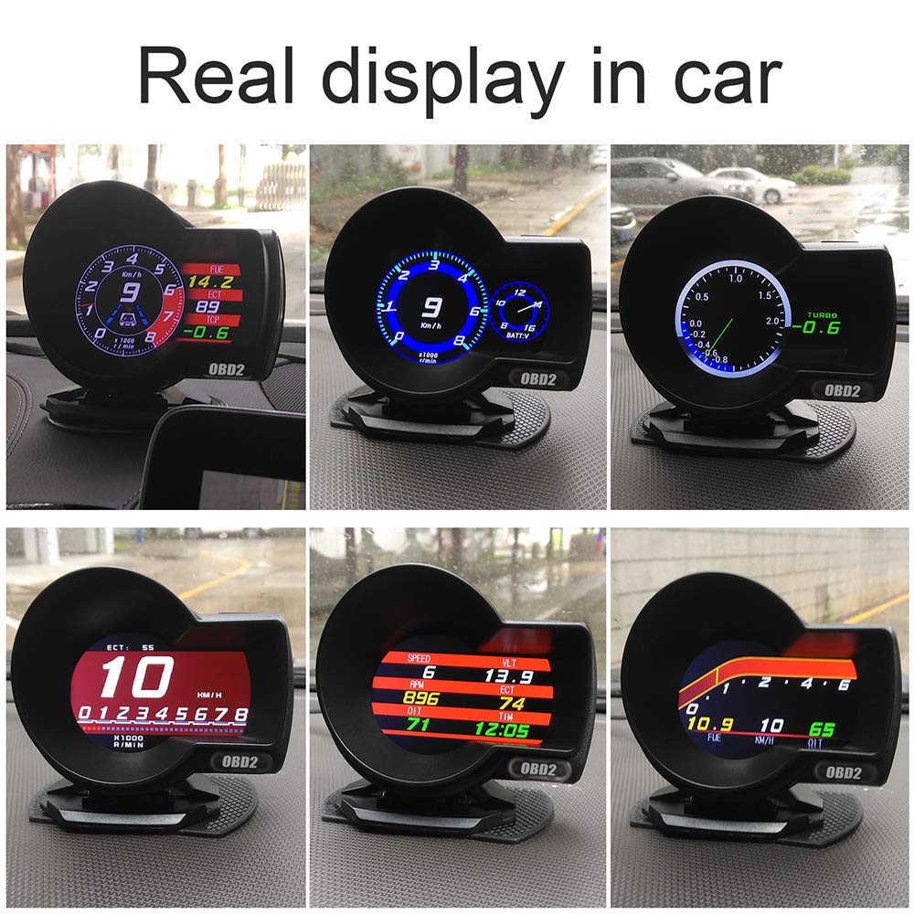 KKmoon F8 Car HUD Head-up Display OBD Speedometer OBDII EUOBD, with HD LCD Color Screen, Vehicle Diagnostic Tool Scan Fault Code OBD Speedometer