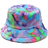 Winter Fluffy Fuzzy Bucket Hat Plush Furry Faux Fur Fisherman Hats Warm Hat for Women