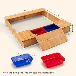 HONEY JOY Kids Sandbox, 49”x47” Cedar Wooden