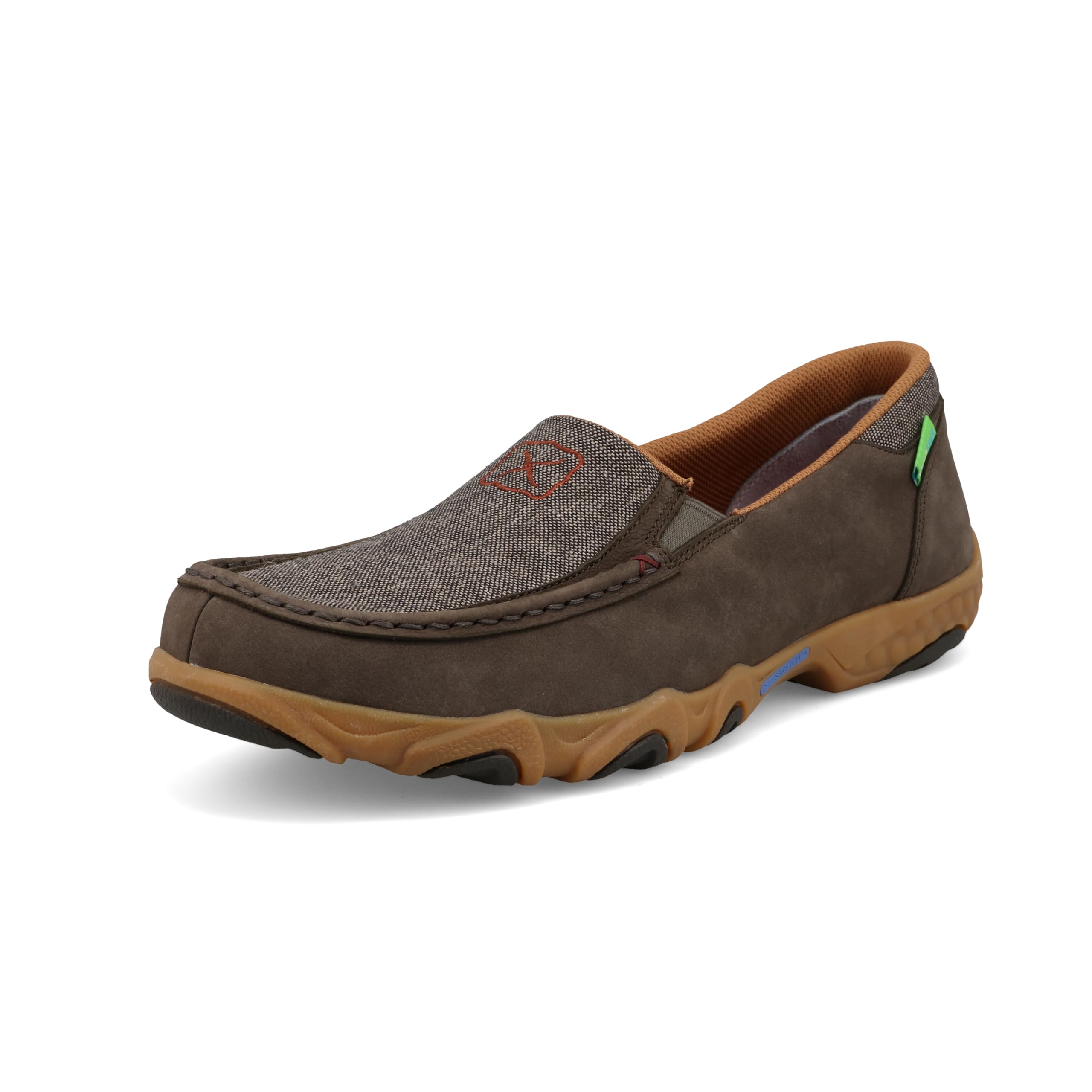Twisted X Men's Slip-On Driving Moc, Moc Toe with CellStretch, Eco Dust & Cocoa, 8 M Image